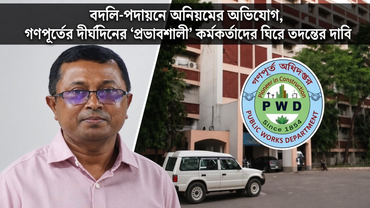 বদলি প্রদয়নে অনিয়মের অভিযোগ গণপূর্তের দীর্ঘদিনের প্রভাবশালী কর্মকর্তাদের ঘিরে তদন্তের দাবি
